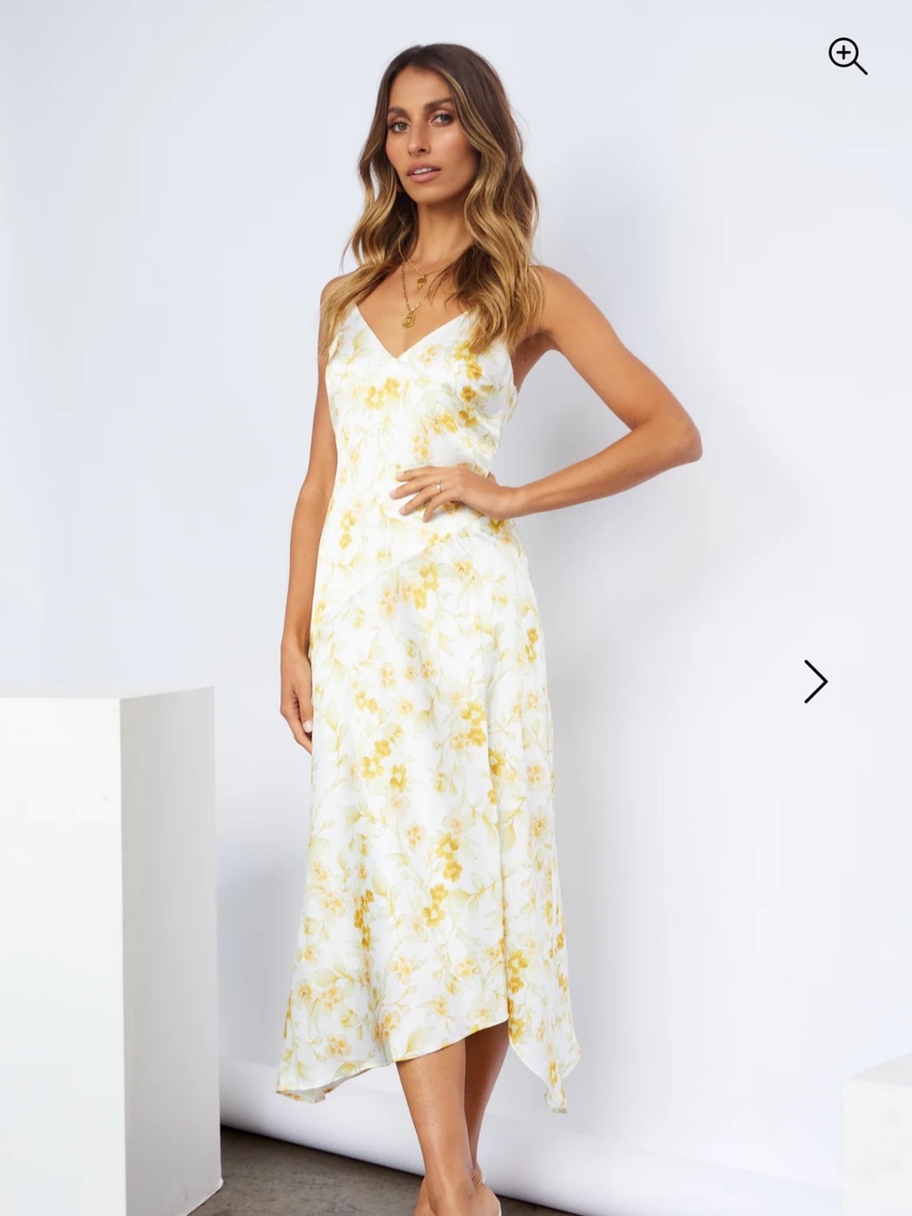 Petal & Pup White and Yellow Floral Midi Slip Dress